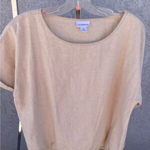 Liz Claiborne Tan Boxy Blouse Relaxed Fit